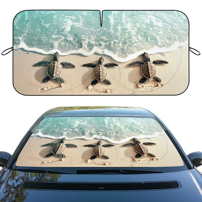 Japanese Cherry Blossoms Car Windshield Sunshade - Folding Red Sun Heatshield Front Window Sun Shade Visor Protector for Sedan, Truck, SUV - 59" L x 31.5" W