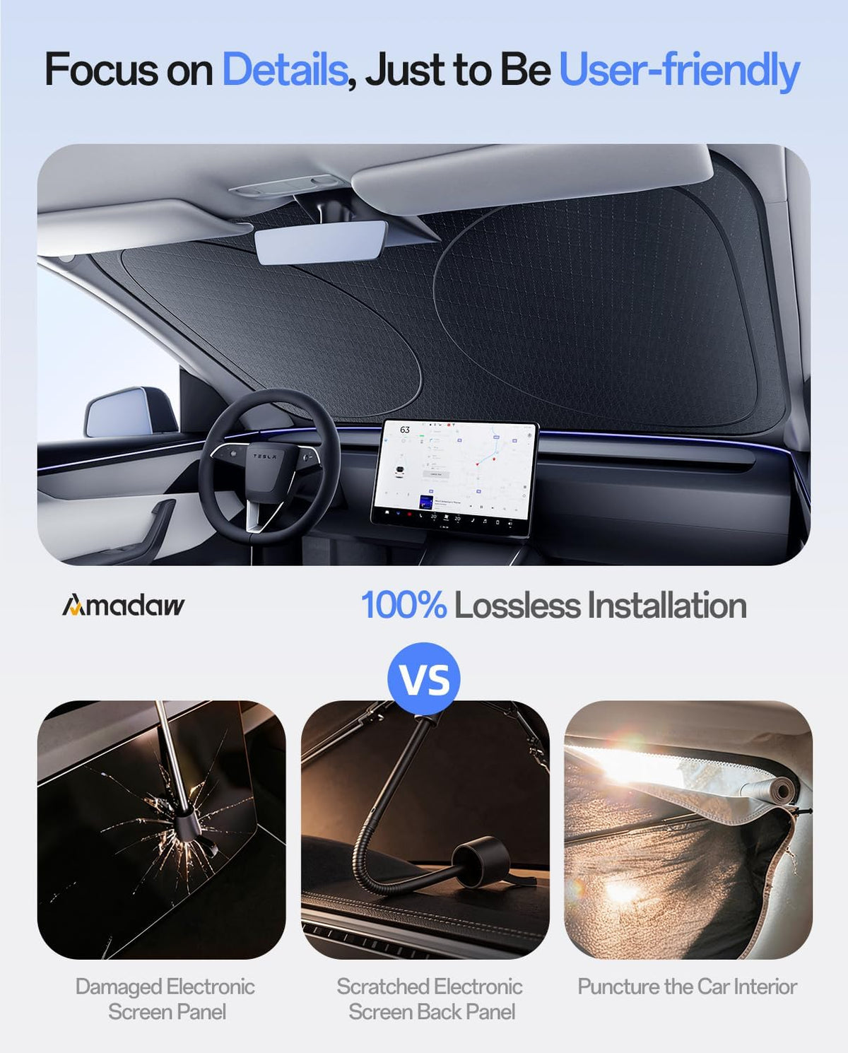 Windshield Sun Shade for Honda CR-V 2000-2026, 100% UV Block & Heat Insulation, Custom Fit Sunshade, Foldable Car Sunshade with Storage Bag, Summer Car Accessory
