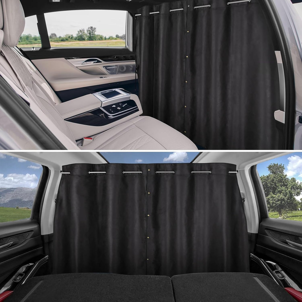 XCBYT Car Privacy Divider Curtain for SUV Van, Adjustable Blackout Rod