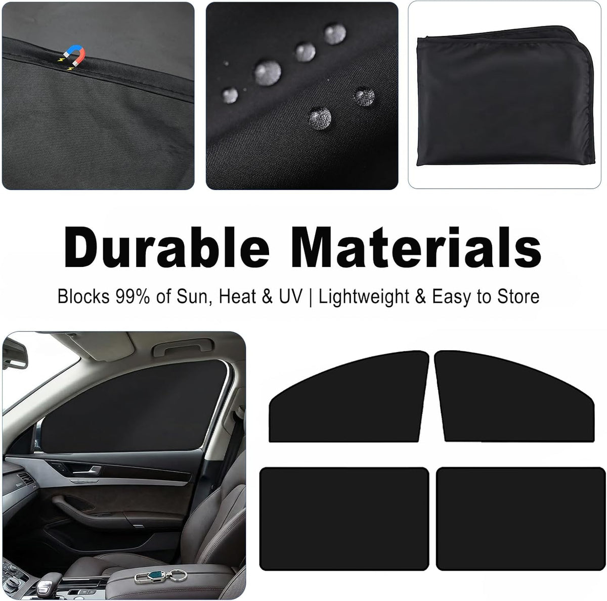 Car Window Shades, Magnetic Blackout Sun Shade Blinds, 4 Pack