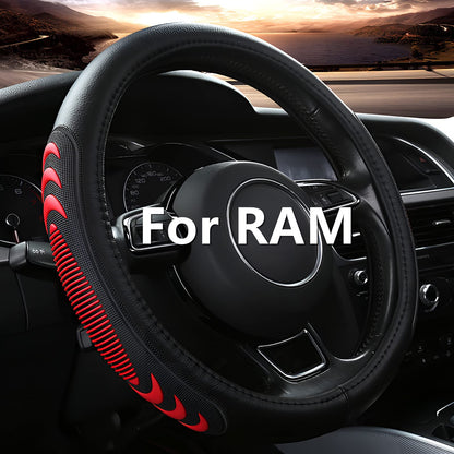 Yangday Leather Steering Wheel Cover for Dodge Ram 1500 2500 3500, 15.5-16 inches Car Steering Wheel Cover with Non-Slip Breathable (Black)