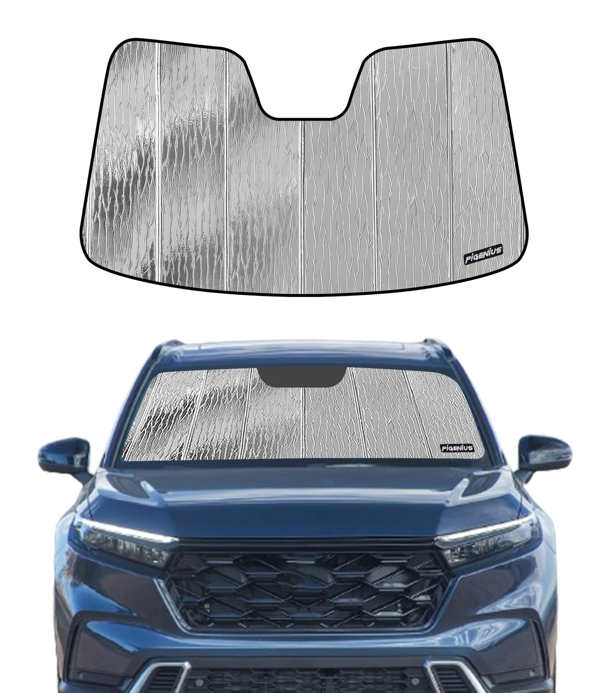 Pigenius Windshield Sunshade for 2007-2011 Honda CR-V, Metallic Silver Finish
