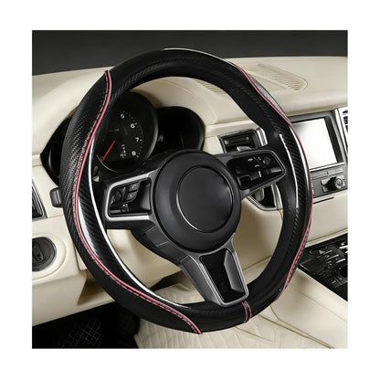Car Steering Wheel Cover, 14.5-15 Inch Carbon Fiber, Beige