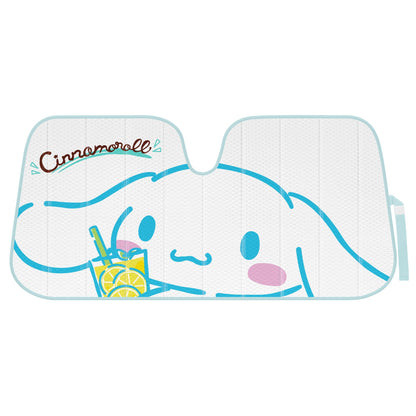 Carbella Cinnamoroll Car Windshield Sun Shade, Official Sanrio Accordion Style Sunshade for Car Window, Cute Kawaii Car Sun Shade Windshield, Cinnamoroll Car Accessories for Women (Lemon Chill)