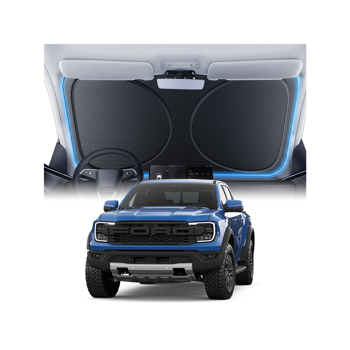 Windshield Sun Shade for Honda CR-V 2000-2026, 100% UV Block & Heat Insulation, Custom Fit Sunshade, Foldable Car Sunshade with Storage Bag, Summer Car Accessory