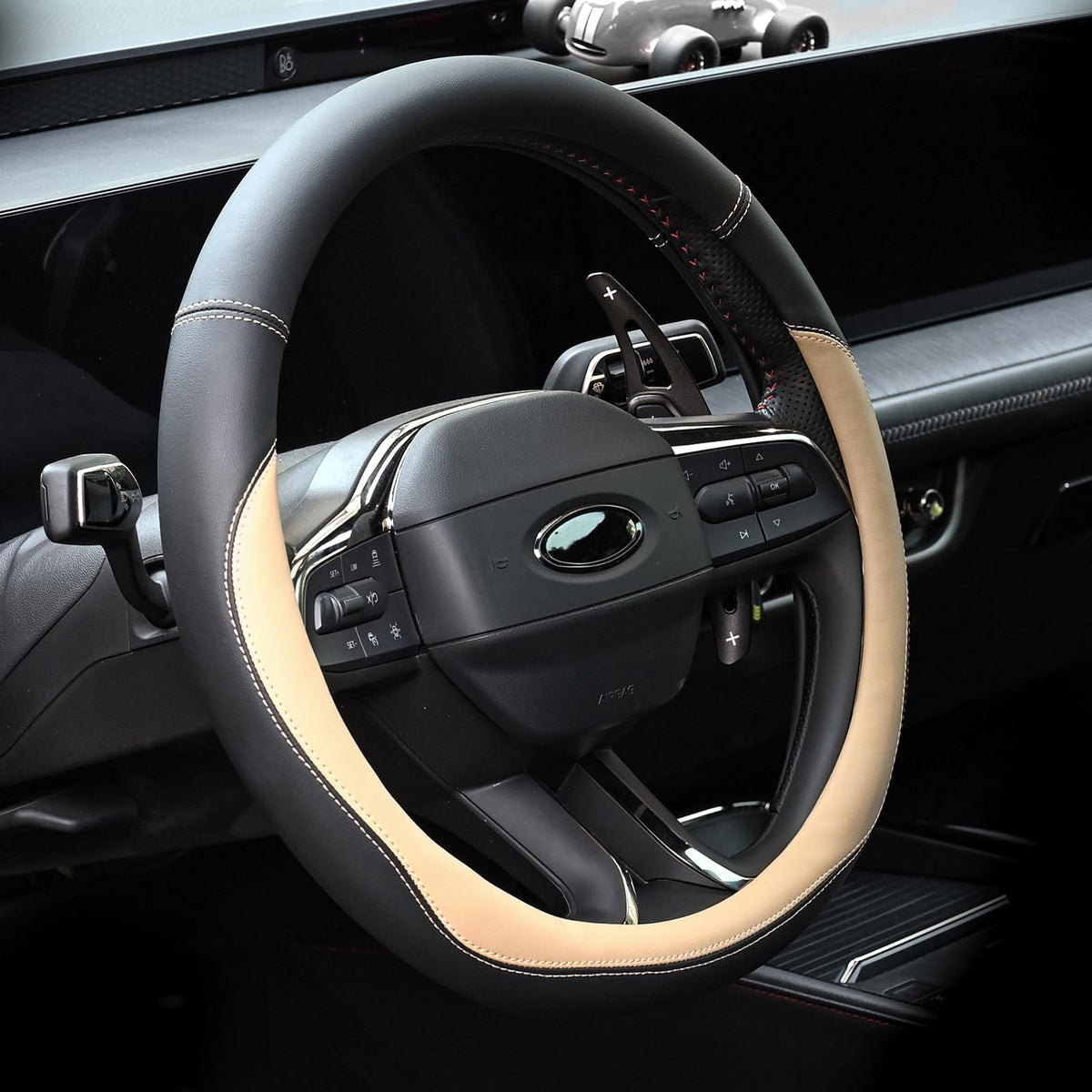 Valleycomfy Steering Wheel Cover with Microfiber Leather for Car Truck SUV 15 inch (Blue)