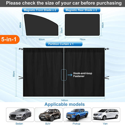 Magnetic Car Window Shade,Set of 5 Magnetic Car Window Curtains for Privacy