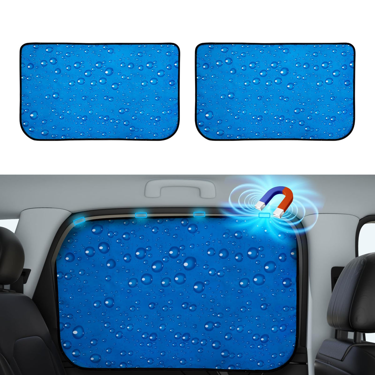 Aokway Magnetic Car Window Shades, Mesh Window Covers for Camping, UV Protection Car Curtains for Front & Rear Sunshade for car Window Baby, Universal Fit for Baby & Drivers (4Pcs)