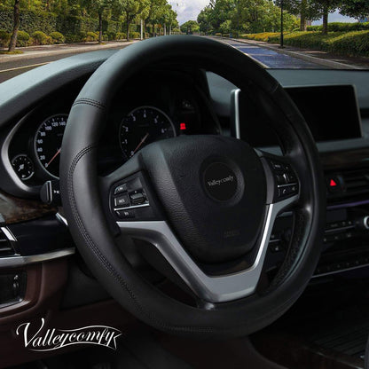 Valleycomfy Microfiber Leather Steering Wheel Cover Universal 15 inch(Wine Red)