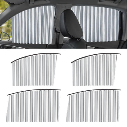 Upgrade 4 Pack Slide Rail Car Window Sun Shades for Side Window Magnetic Car Curtains for Privacy Car Window Covers Blackout Blinds to a Classy Ride for Camping Sleeping (with Straps - Black)