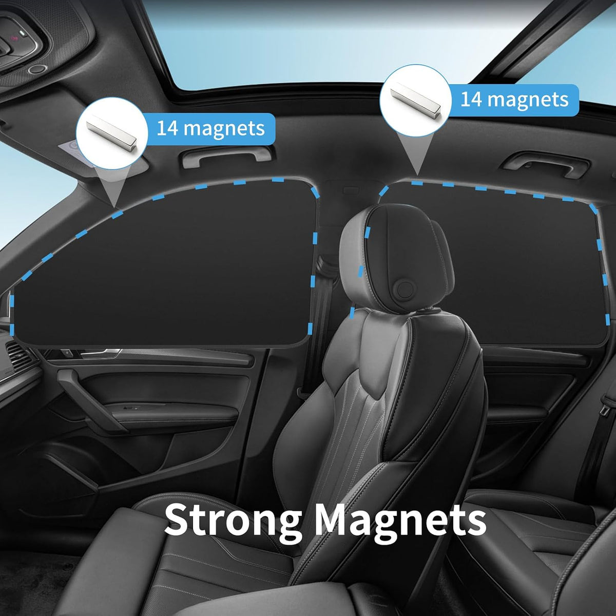 Magnetic Car Privacy Curtains - Suede Side Sun Shades