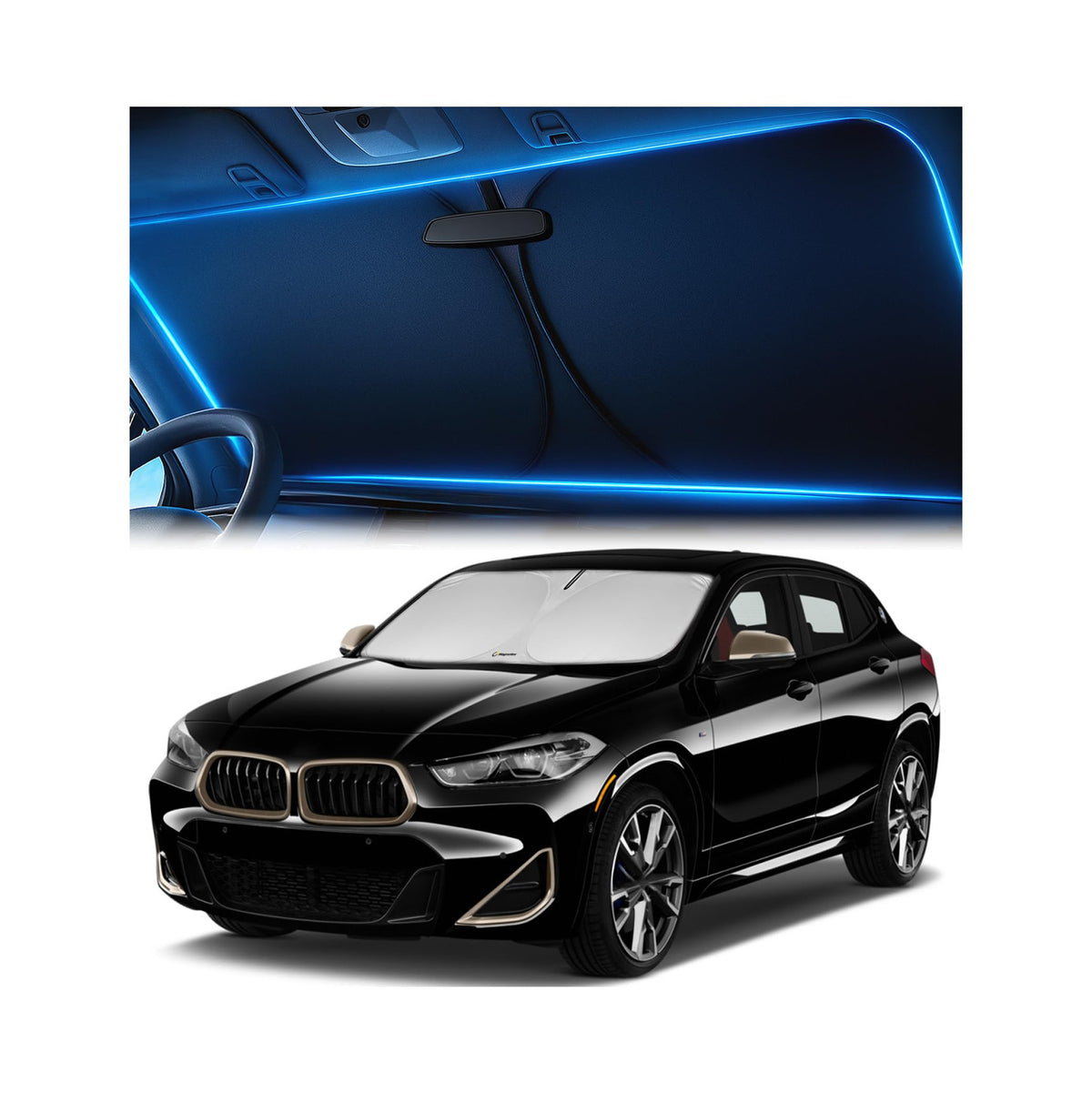 Magnelex Windshield Sun Shade for Kia K5 2021-2026 / Hyundai Sonata 2020-2026, Foldable Car Window Sunshade, Heat & UV Visor Cover, Reflective Front Shades Accessories