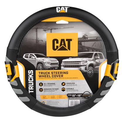 CAT® DuraGrip Car Steering Wheel Cover, Black Tire Tread Traction Design, Auto Steering Wheel Cover for Cars Trucks Vans SUVs, Improve Grip and Control, Durable Comfortable - Large 15"-16" Inches