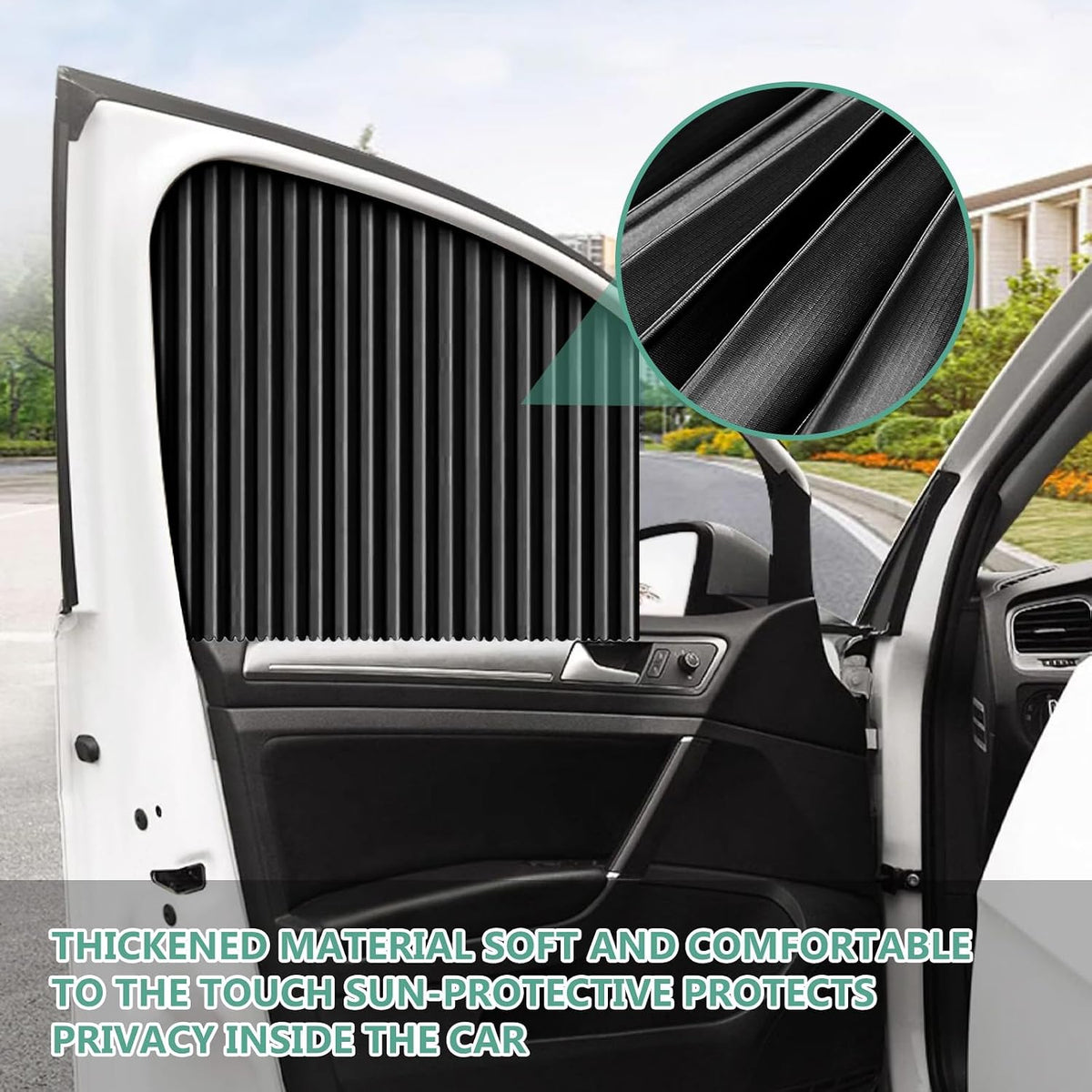 Upgrade 4 Pack Slide Rail Car Window Sun Shades for Side Window Magnetic Car Curtains for Privacy Car Window Covers Blackout Blinds to a Classy Ride for Camping Sleeping (with Straps - Black)