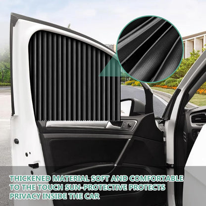 Upgrade 4 Pack Slide Rail Car Window Sun Shades for Side Window Magnetic Car Curtains for Privacy Car Window Covers Blackout Blinds to a Classy Ride for Camping Sleeping (with Straps - Black)