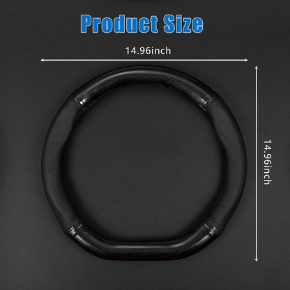 gunhunt 1 PC Car Breathable Steering Wheel Cover, Carbon Fiber Non-Slip Steering Wheel Protector, Wear -Resistant Steering Wheel Sleeve, Four Seasons Universal Steering Wheel Set (D -Shaped)