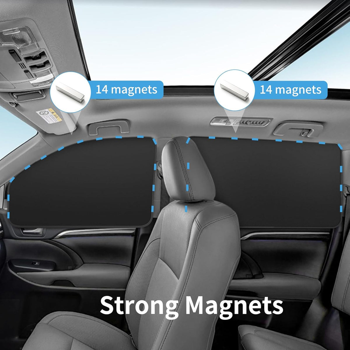 Magnetic Car Window Shades - 100% Block Light Window Tint - 4Pcs