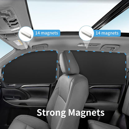 Suede Car Magnetic Window Shades, Keep Cooler Car Curtain - 4pcs