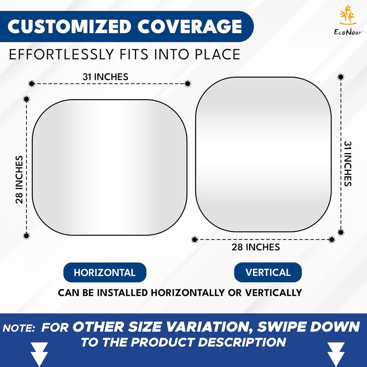 EcoNour 2 Piece Foldable Car Windshield Sun Shade, UV & Heat Protection