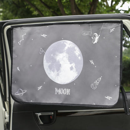 Magnetic Car Sun Shade Curtain for Side Window – Sun Blocker and UV Protector for Baby, Kids, and Pets – Universal Fit with Built-in Magnets for Steel-Framed Door (Be-Kids Alphabet)