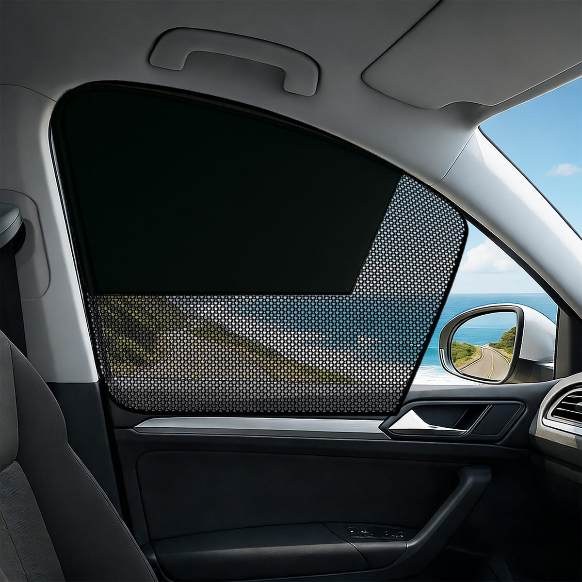 Car Window Shades, 2 Pack Magnetic Double Layer Window Shade for Baby in Car, Adjustable Privacy Blackout/See-Through Back Window Curtains for Baby Kids UV Protection