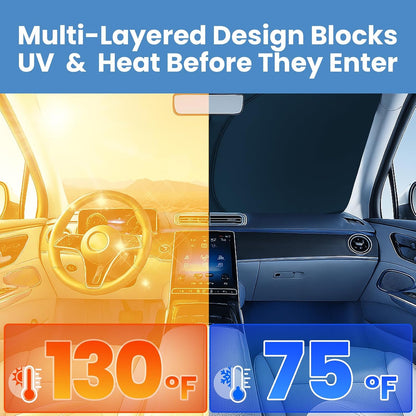 Magnelex Windshield Sun Shade for Kia K5 2021-2026 / Hyundai Sonata 2020-2026, Foldable Car Window Sunshade, Heat & UV Visor Cover, Reflective Front Shades Accessories