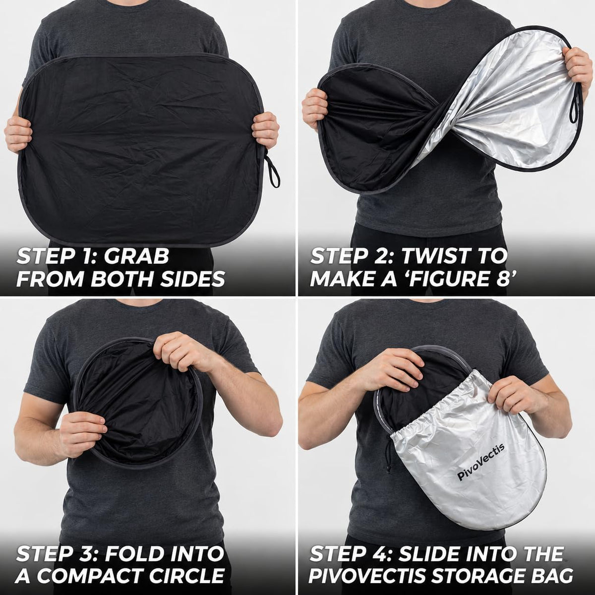 2 Piece Sun Shade for Car Windshield Foldable 280T Car Sunshade