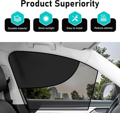 2 PCS Magnetic Car Side Window Shades, Mesh Sun Blocker Cover