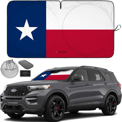 Autoamerics 1-Piece Windshield Sun Shade B&W American Flag USA Patriotic Design - Foldable Car Front Window Sunshade for Most Sedans SUV Truck - Blocks Max UV Rays and Keeps Your Vehicle Cool - Small