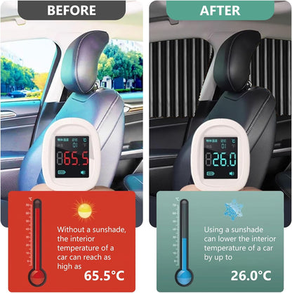 Upgrade 4 Pack Slide Rail Car Window Sun Shades for Side Window Magnetic Car Curtains for Privacy Car Window Covers Blackout Blinds to a Classy Ride for Camping Sleeping (with Straps - Black)