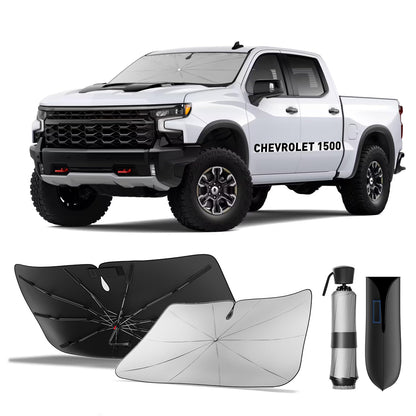 for Chevrolet Tahoe & Traverse 2010-2026 | Zanch Windshield Sun Shade Umbrella [99% UV Protection, Up to 75℉ Cooler] Snug Fit, Scratch-Free, Built to Last, Foldable Front Sunshade Umbrella