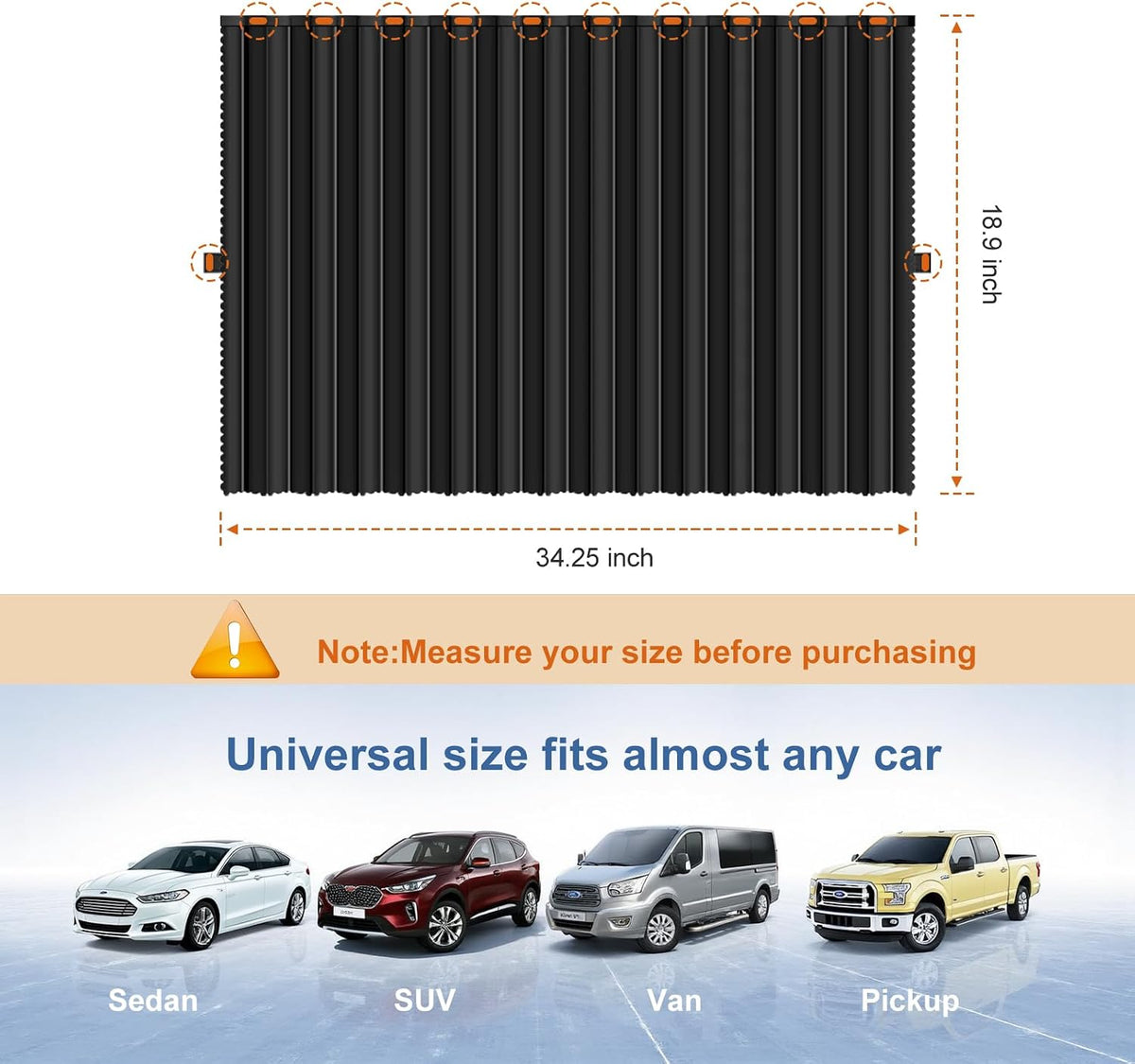 Magnetic Car Privacy Curtains, 4Pack Car Window Shades for Side Window