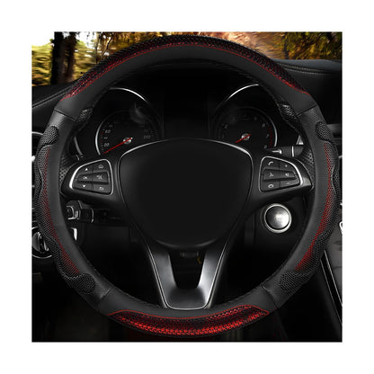 Car Steering Wheel Cover, 15 Inch Anti-Slip Steering Wheel Cover Protector with 3D Honeycomb Design, Universal Steering Wheel Covers for Cars Truck SUV, Car Accessories (Red)