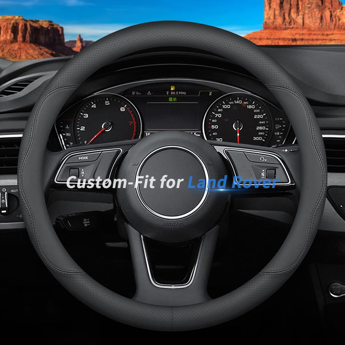 Custom-Fit for Mazda Steering Wheel Cover, Premium Leather Car Steering Wheel Cover with Logo, Non-Slip, Breathable (B-Style,for Mazda)