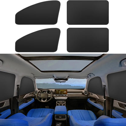 Suede Car Magnetic Window Shades, Keep Cooler Car Curtain - 4pcs