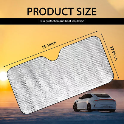 Accordion Foldable Windshield Sun Shade, Reflective Sunlight Highly Effective Cooling Heat Insulation Sunshade, Convenient to Stow Summer Accessories, Suitable for Most Cars (Silver #M)