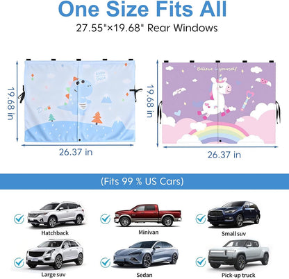 2 Pack Magnetic Car Window Shade for Baby, Back Seat, Easy Installation