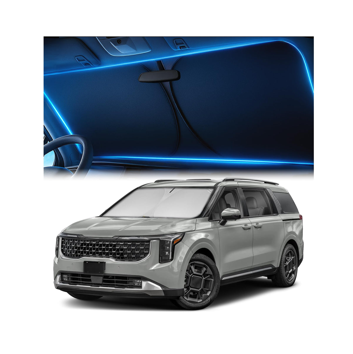 Magnelex Windshield Sun Shade for Kia K5 2021-2026 / Hyundai Sonata 2020-2026, Foldable Car Window Sunshade, Heat & UV Visor Cover, Reflective Front Shades Accessories