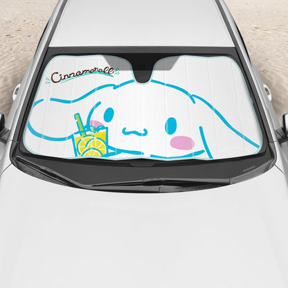Carbella Cinnamoroll Car Windshield Sun Shade, Official Sanrio Accordion Style Sunshade for Car Window, Cute Kawaii Car Sun Shade Windshield, Cinnamoroll Car Accessories for Women (Lemon Chill)