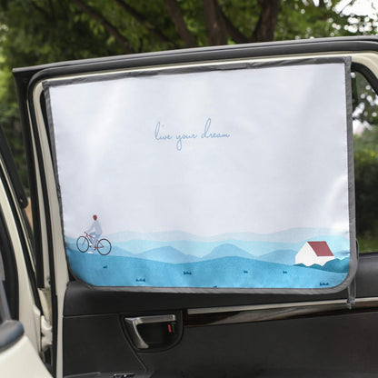 Magnetic Car Sun Shade Curtain for Side Window – Sun Blocker and UV Protector for Baby, Kids, and Pets – Universal Fit with Built-in Magnets for Steel-Framed Door (Be-Kids Alphabet)