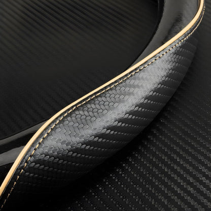 Car Steering Wheel Cover, 14.5-15 Inch Carbon Fiber, Beige