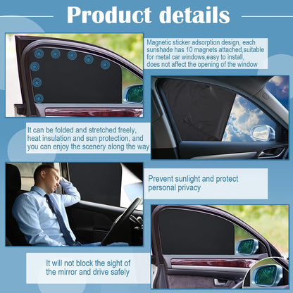 Tallew 4 Pieces Privacy Car Window Sun Shades Magnetic Blackout Car Window Covers Car Curtains Car Window Sun Shades Covers Automotive Window Sunshades for Sleeping Family Baby Kids