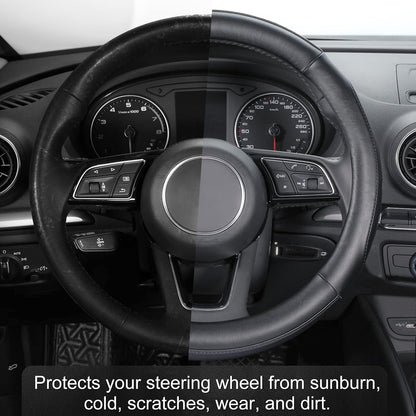 SEG Direct Steering Wheel Cover 15.5-16 inch Heavy-Duty, Black