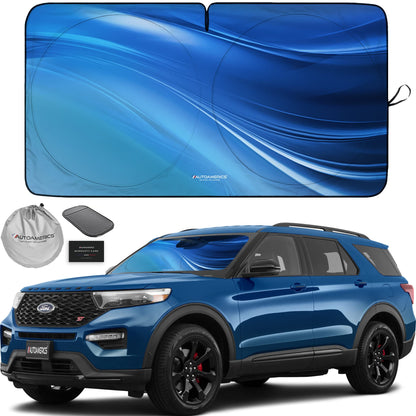 Autoamerics 1-Piece Windshield Sun Shade B&W American Flag USA Patriotic Design - Foldable Car Front Window Sunshade for Most Sedans SUV Truck - Blocks Max UV Rays and Keeps Your Vehicle Cool - Small