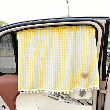 Plaid Car Side Window Curtain Sun Shade of 2,Blue