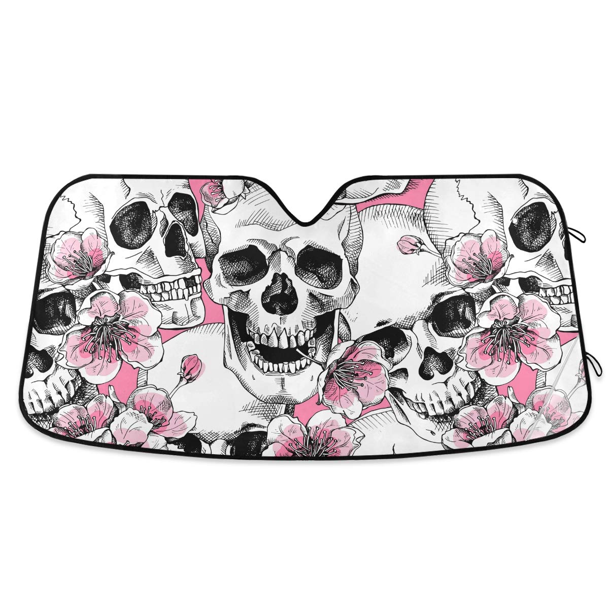 Elegant Pink Rose Gold Floral Car Windshield Sun Shade Block UV Rays Sun Visor Protector Accordion Folding Sunshade Keep Vehicle Cool&Damage Free,Easy to Use,Fits Windshields of Various Sizes