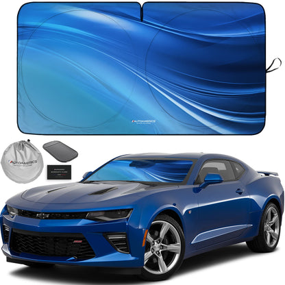 Autoamerics 1-Piece Windshield Sun Shade B&W American Flag USA Patriotic Design - Foldable Car Front Window Sunshade for Most Sedans SUV Truck - Blocks Max UV Rays and Keeps Your Vehicle Cool - Small