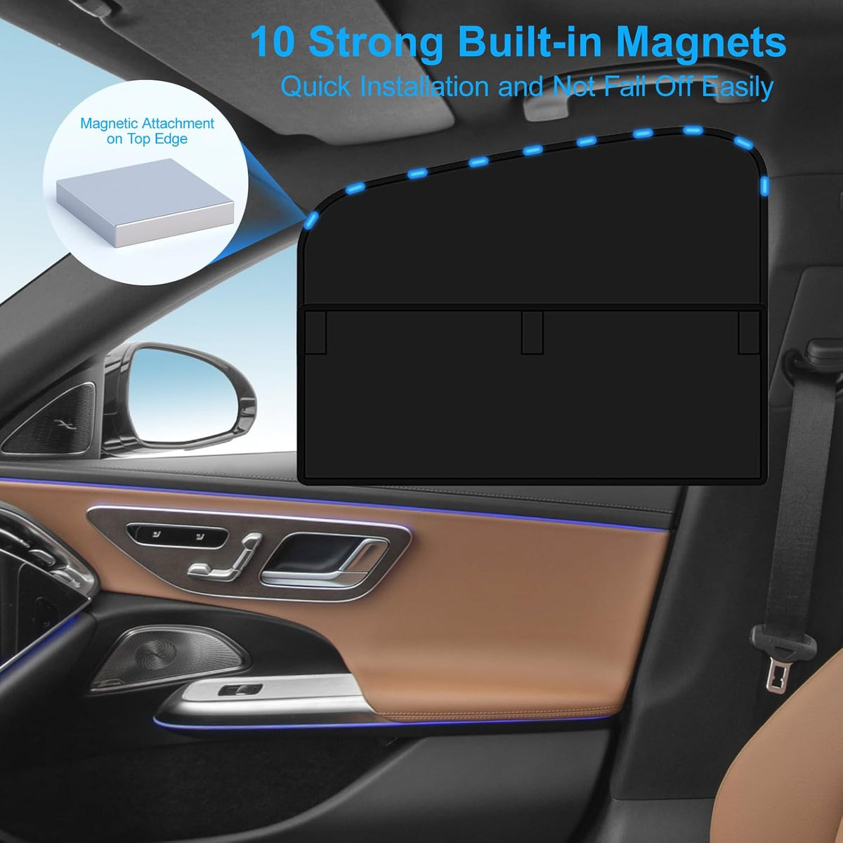 Magnetic Car Side Window Shades,2 Pack Front Driver Side Window Sun Shade