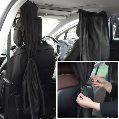 Set of 3 Privacy Curtains for Car, SUV, Van - Includes 1 Rear Seat Divider & 2 Side Windows Divider Curtains for Camping & Sleeping