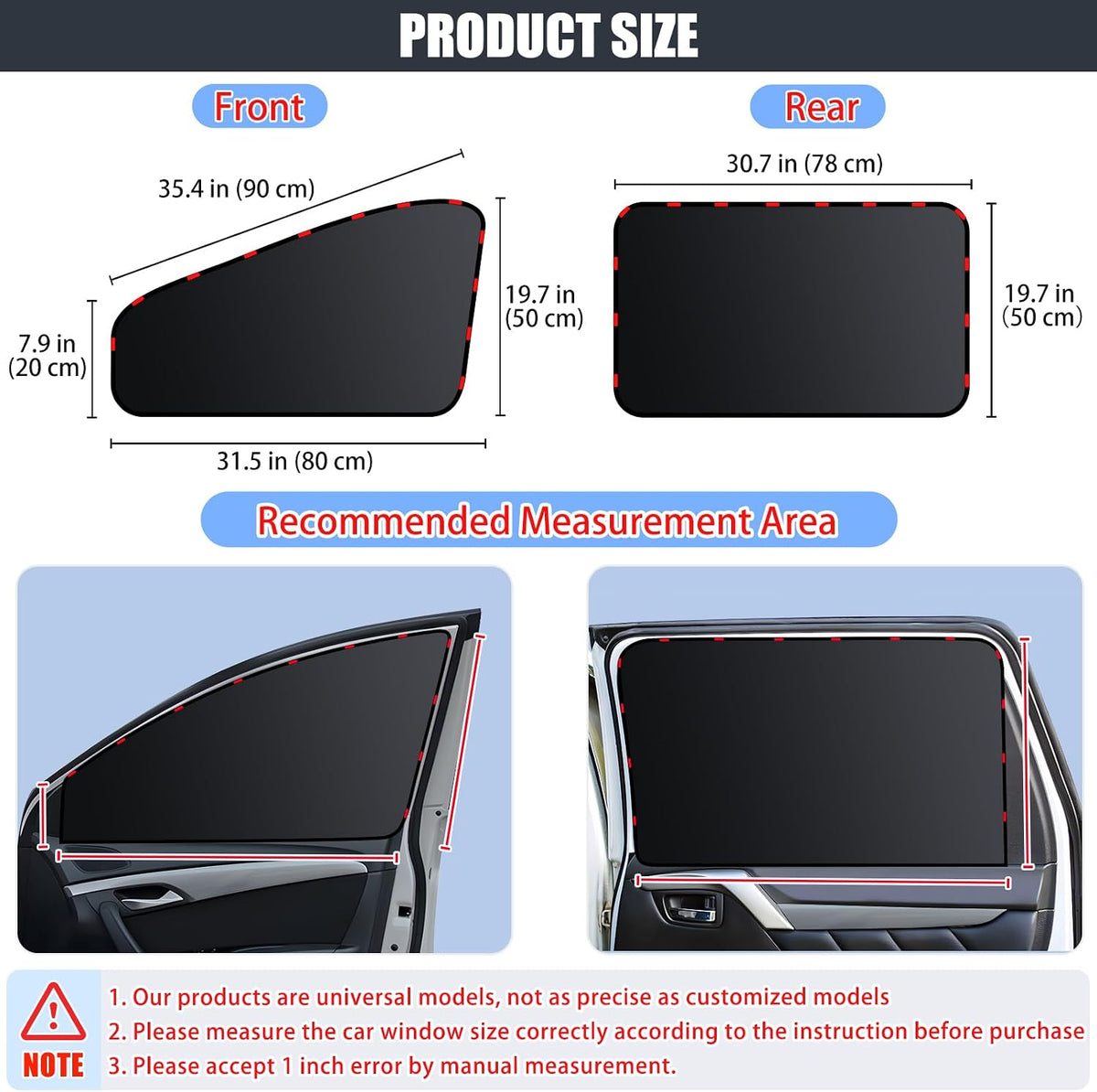 ZATOOTO Magnetic Car Window Shades 4 Pack, Car Privacy Curtains for Camping